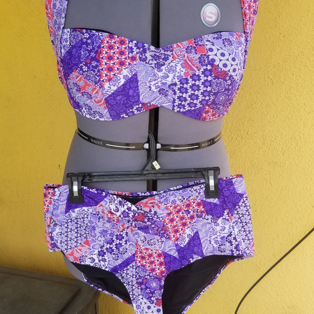 Swimsuits For All flower patchwork print bikini set